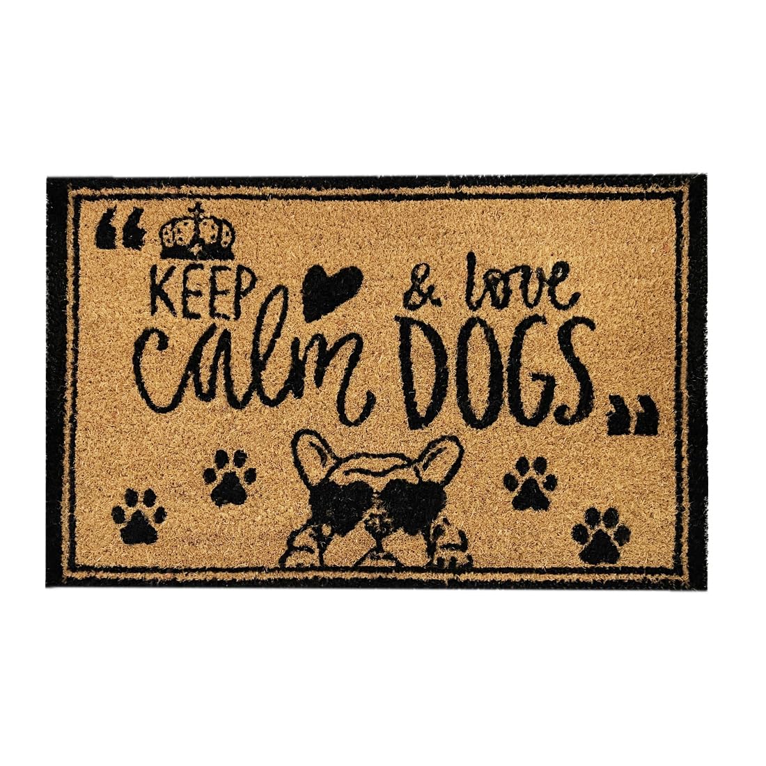 Acomoda Textil – Felpudo de Coco Natural Ecológico Animado con Dibujos y Frases. Felpudo Resistente y Antideslizante, Ideal para Interior y Exterior en Puertas de Hogar, Jardín y Oficina. (Love Dogs)