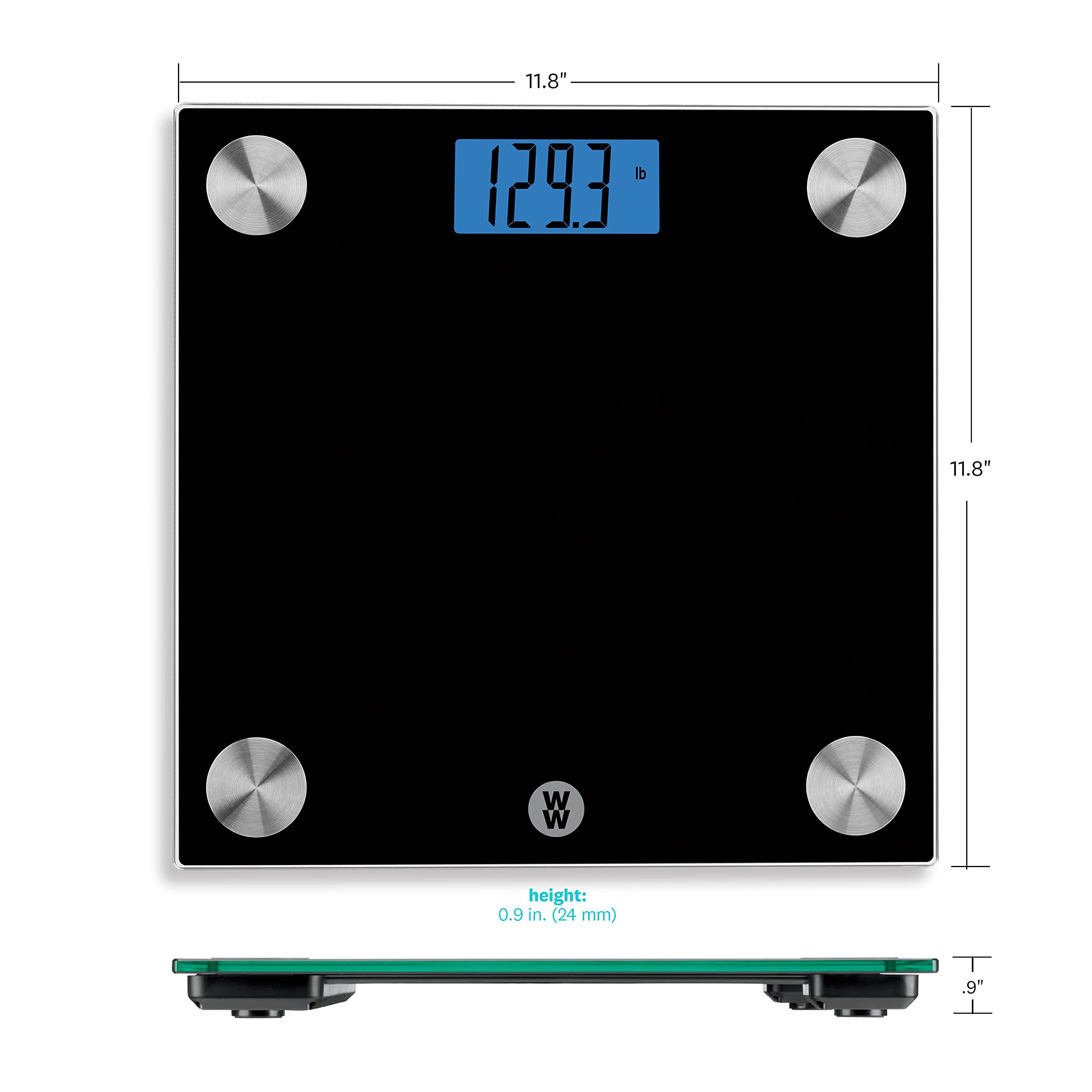 WW Scales by Conair Báscula de baño de cristal digital, capacidad de 400 libras