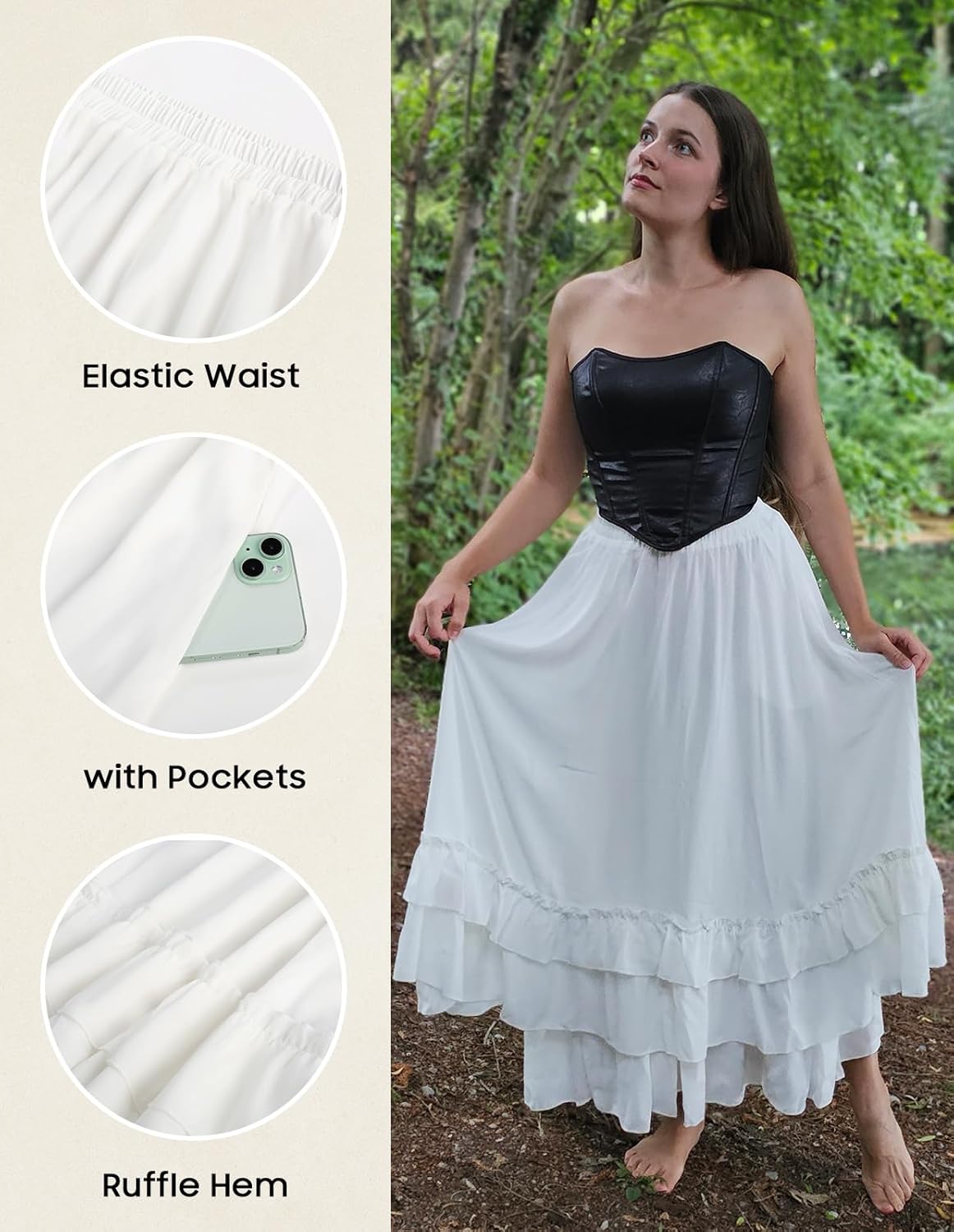 Scarlet Darkness Maxi Skirts for Women Long Renaissance Skirt Flowy Ruffle Tiered Skirt - Image 4