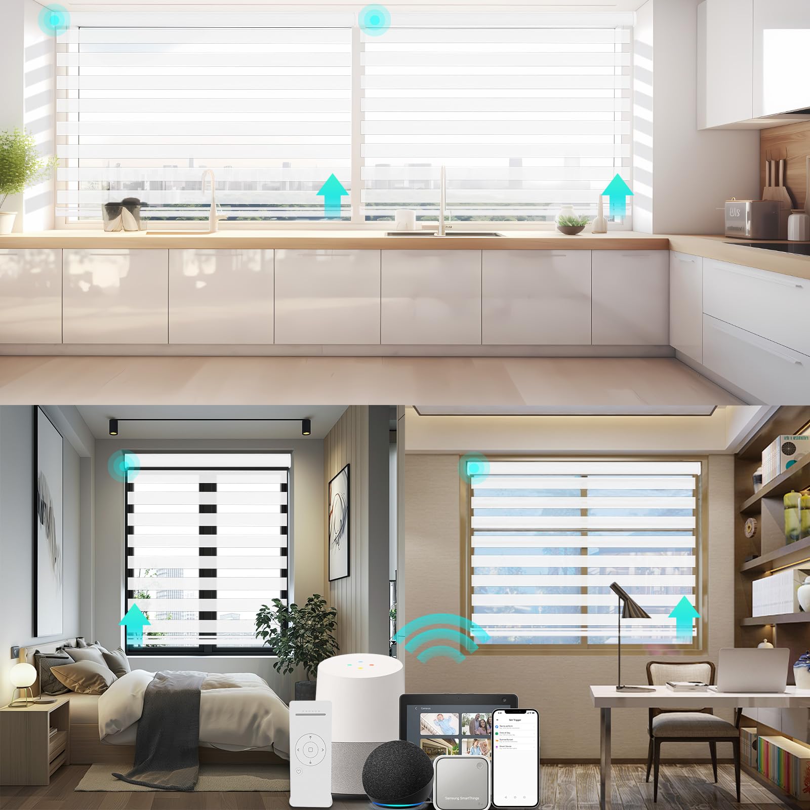 Changshade Custom Smart Motorized Zebra Roller Blinds Shades for Indoor Windows Doors Remote Control Cordless Electric Automatic Customized