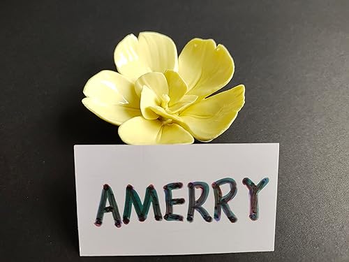 Decoración de flores de cerámica para pared, arte de pared artificial 3D, hecho a mano, escultura colgante de flores de porcelana (amarillo,