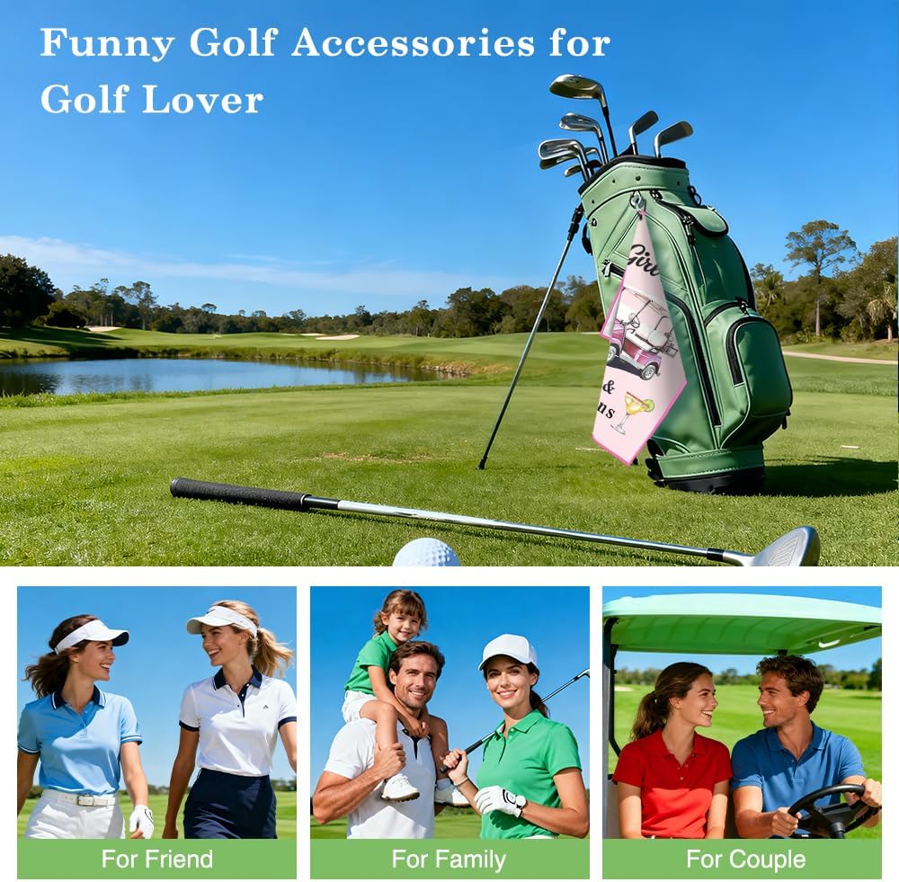 Girl‘s Trip Pink Golf Towel, Funny Golf Bag Towel with Clip for Women, Golfing Accessories for Women, Golfing Gifts for Girls Golfer, Travel Trip Vacation Birthday Gifts for Her Sister Friend - Image 6