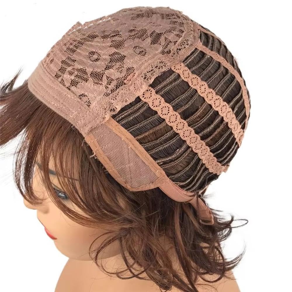 Haarpflege Kurze Lockige Perücke Für Damen Rotbraune Perücke Mit Pony 20,3 Cm
