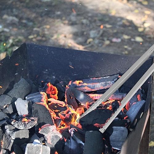 Miniatura 2 de Pinzas para barbacoa | Alicates de acero inoxidable para fuego de carbono - Agarrador de leña portátil y resistente para camping, fogata, barbacoa,