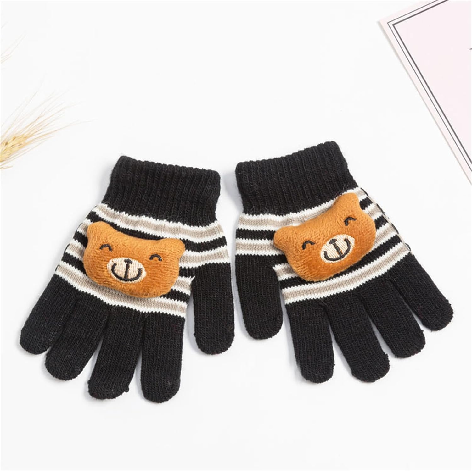 1 Pair Cartoon Character S Gloves Reinforced Thumb Split Finger Mittens for Cold Weather Protections Winter