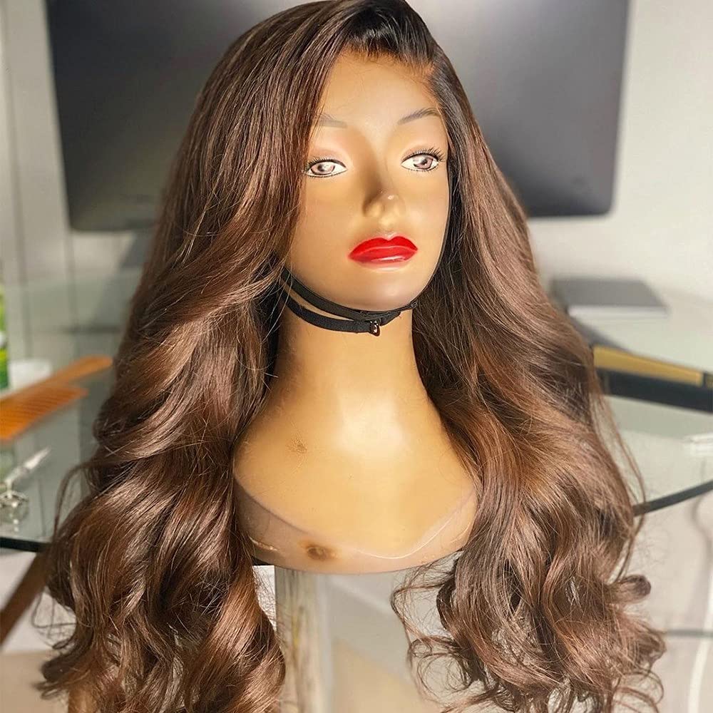 ?  MERA 22” BROWN OMBRÉ BODY WAVE LACE FRONT WIG Amazon.com : Body Wave Lace Front Human Hair Wig Loose Wavy  main image 4