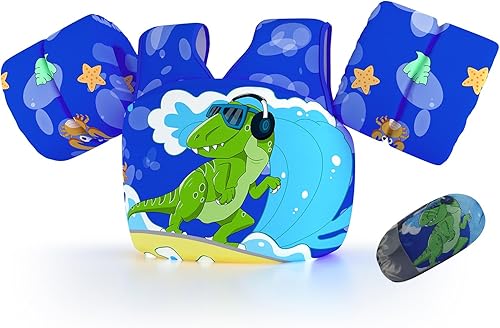Miniatura 10 de Chaleco de natación para niños pequeños, apto para niños de 28 a 70 libras, flotadores para niños y niñas, ayuda a la natación, entrenamiento, traje