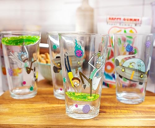 Miniatura 3 de Rick and Morty Vasos de pinta de 16 onzas, juego de 4 vasos de cerveza tradicionales para licor, bebidas