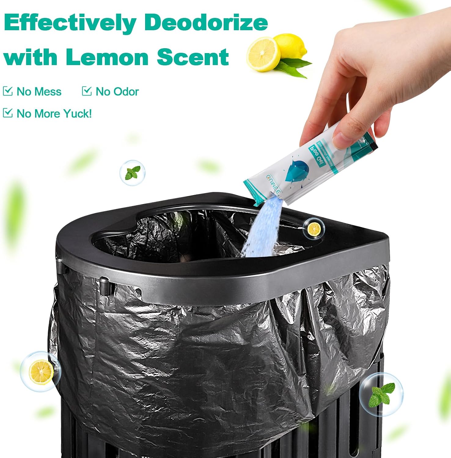 OUMEE 50Pack Lemon Portable Toilet Gel, Super Absorbent Gel for Potty image 3