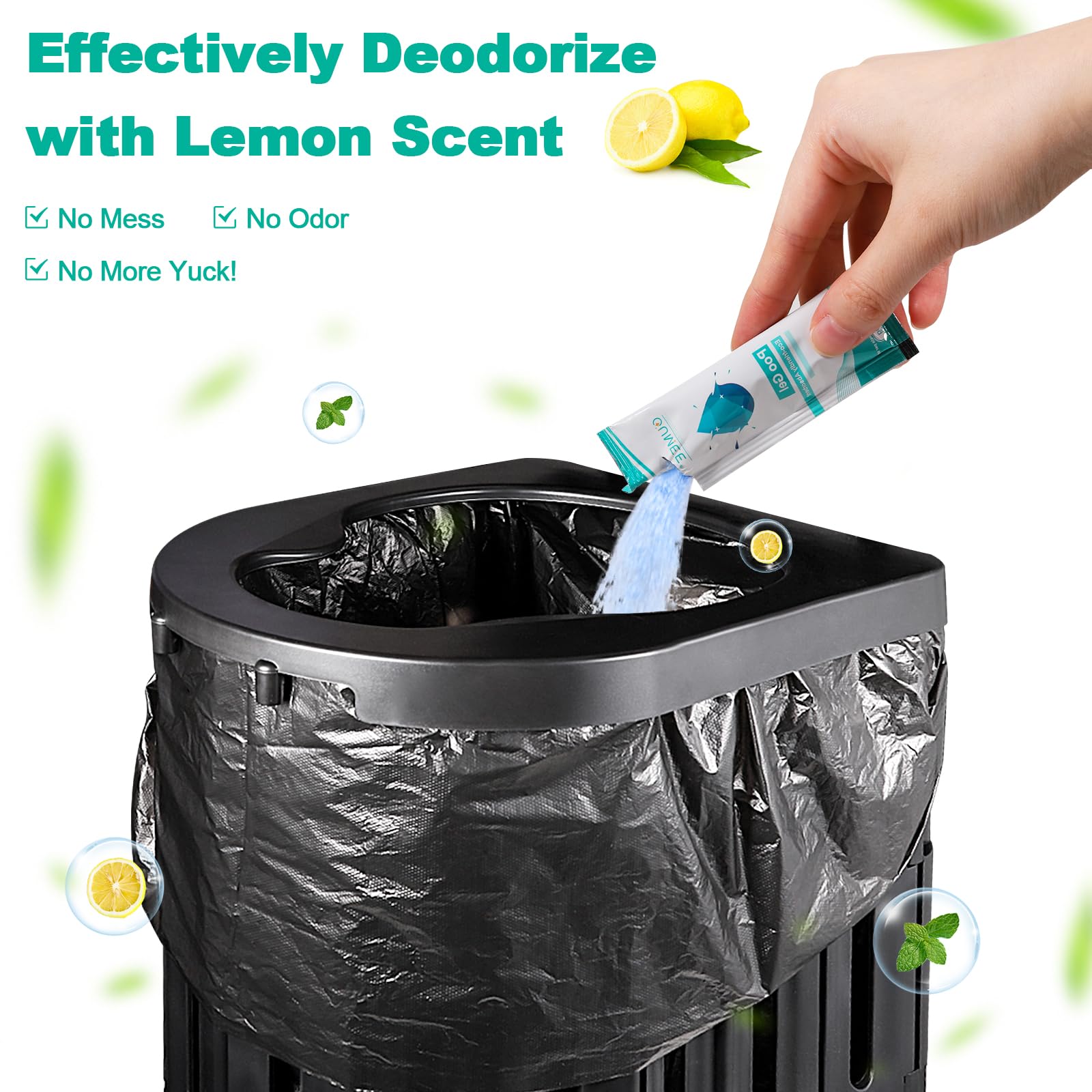 Gel de caca para inodoro portátil, polvo de inodoro de camping para bolsas de orinal, gel absorbente ecológico, paquetes de gel de inodoro portátiles para suministros de campamento al aire libre (50)