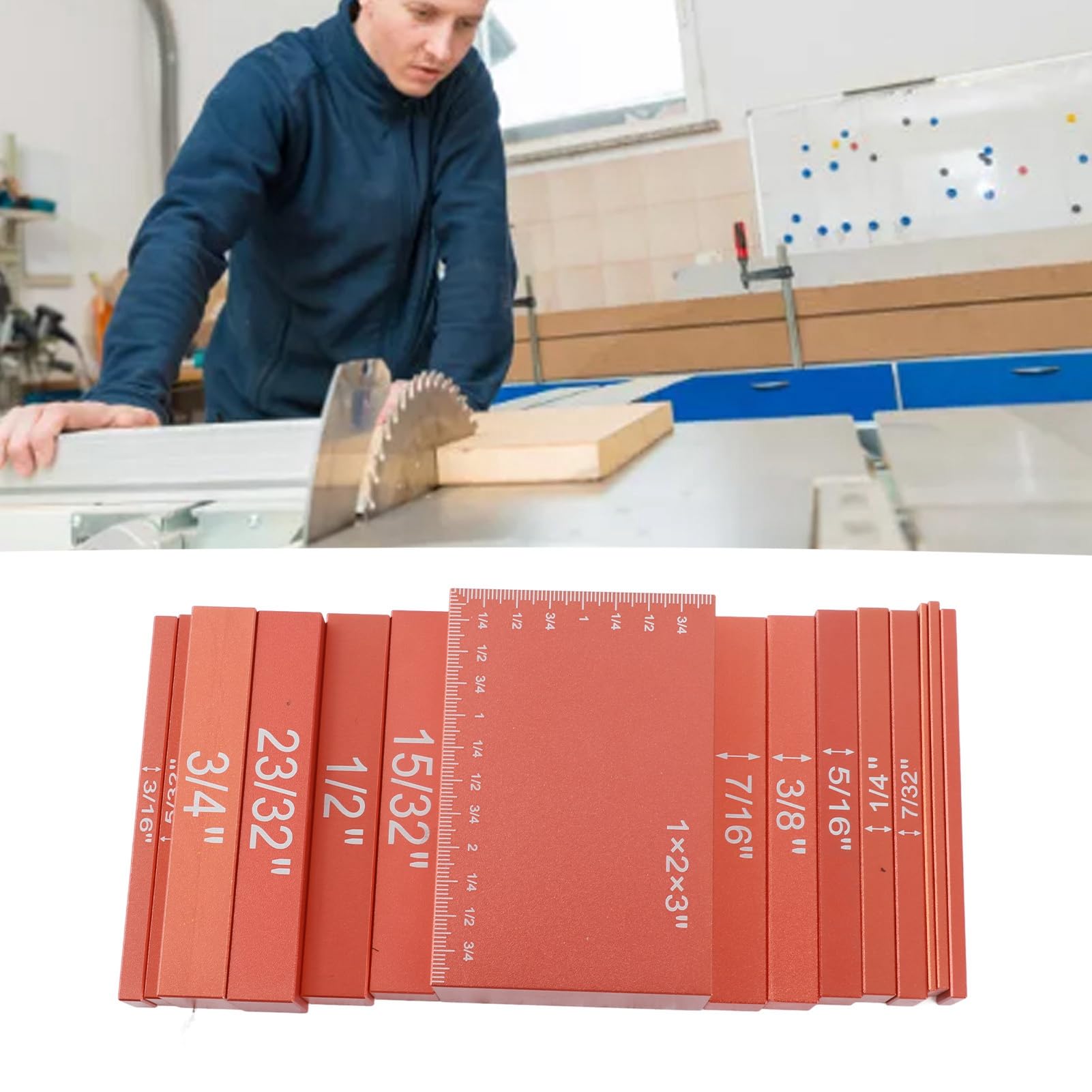 15 Piezas Bloques Patrón de Precisión de Aluminio para Calibración (ORANGE)
