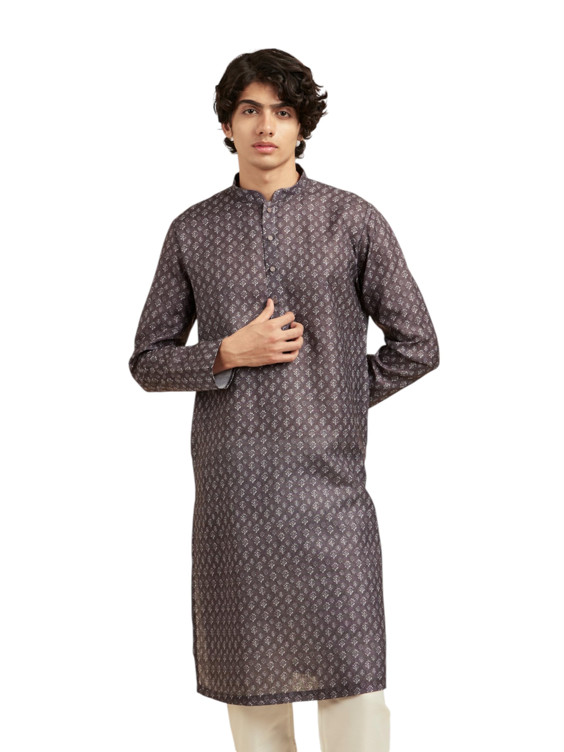 diwas by manyavar Men's Cotton Blend Printed Casual Kurta (1pc)-picture-23