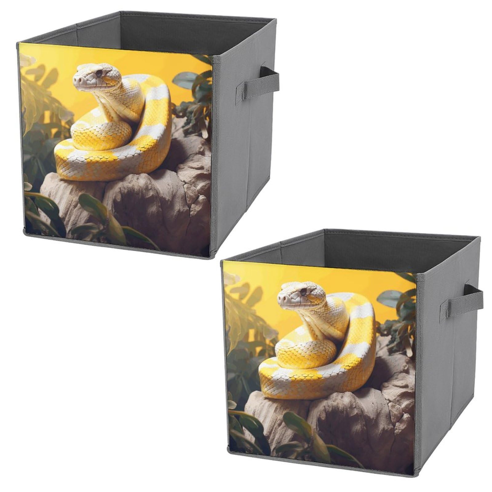 Paniers de rangement python jaune et blanc pour organiser votre dressing