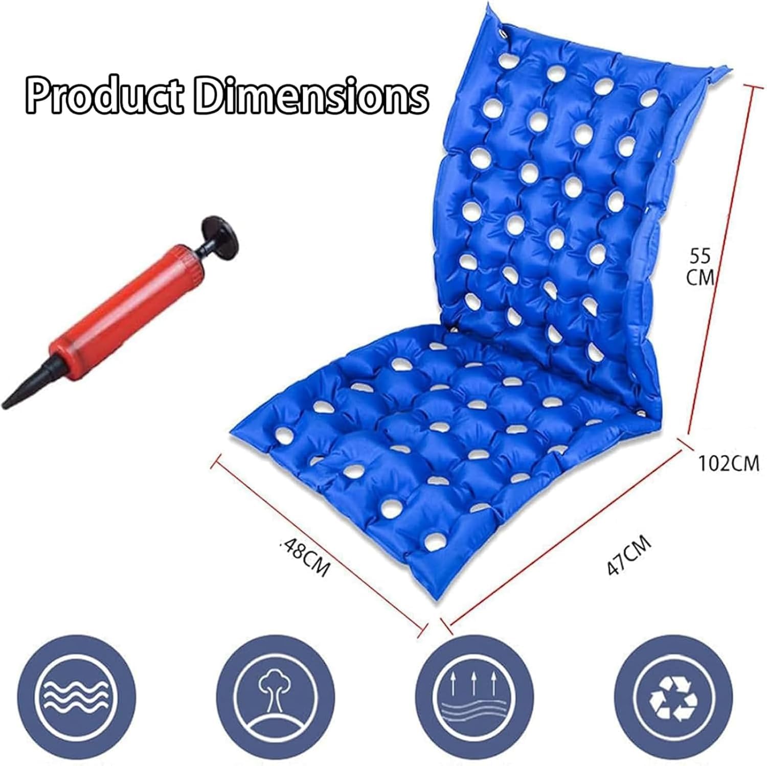 Materasso A Pressione Alternata Con Pompa Elettrica, Materasso Antidecubito Con 55 Fori Di Ventilazione, Materiale In Pvc, Materassino Gonfiabile Pieghevole E Portatile Per Anziani E Disabili.