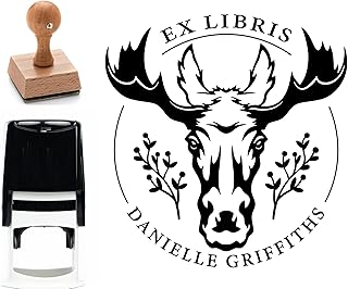 Personalized Wooden Handle Book Stamp - from The Library of | Custom Stamp | Personalized Stamp | Custom Logo Stamp | Library Stamp | Book Stamp | Jungle Design (1 5/8" x 1 5/8")