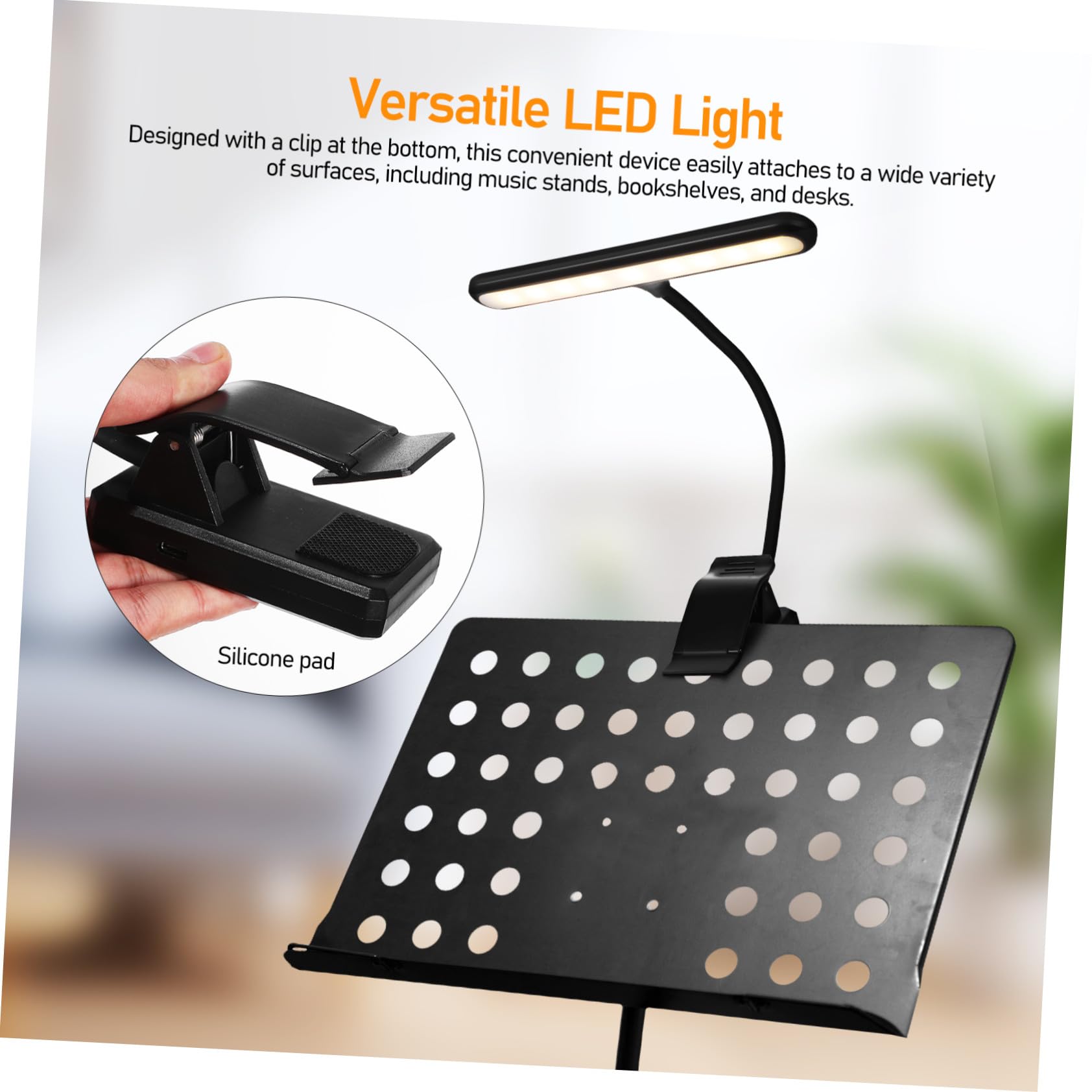 BESPORTBLE Lámpara de Clip para Atril Xy-2069 Recargable 27 LED y 6 Niveles