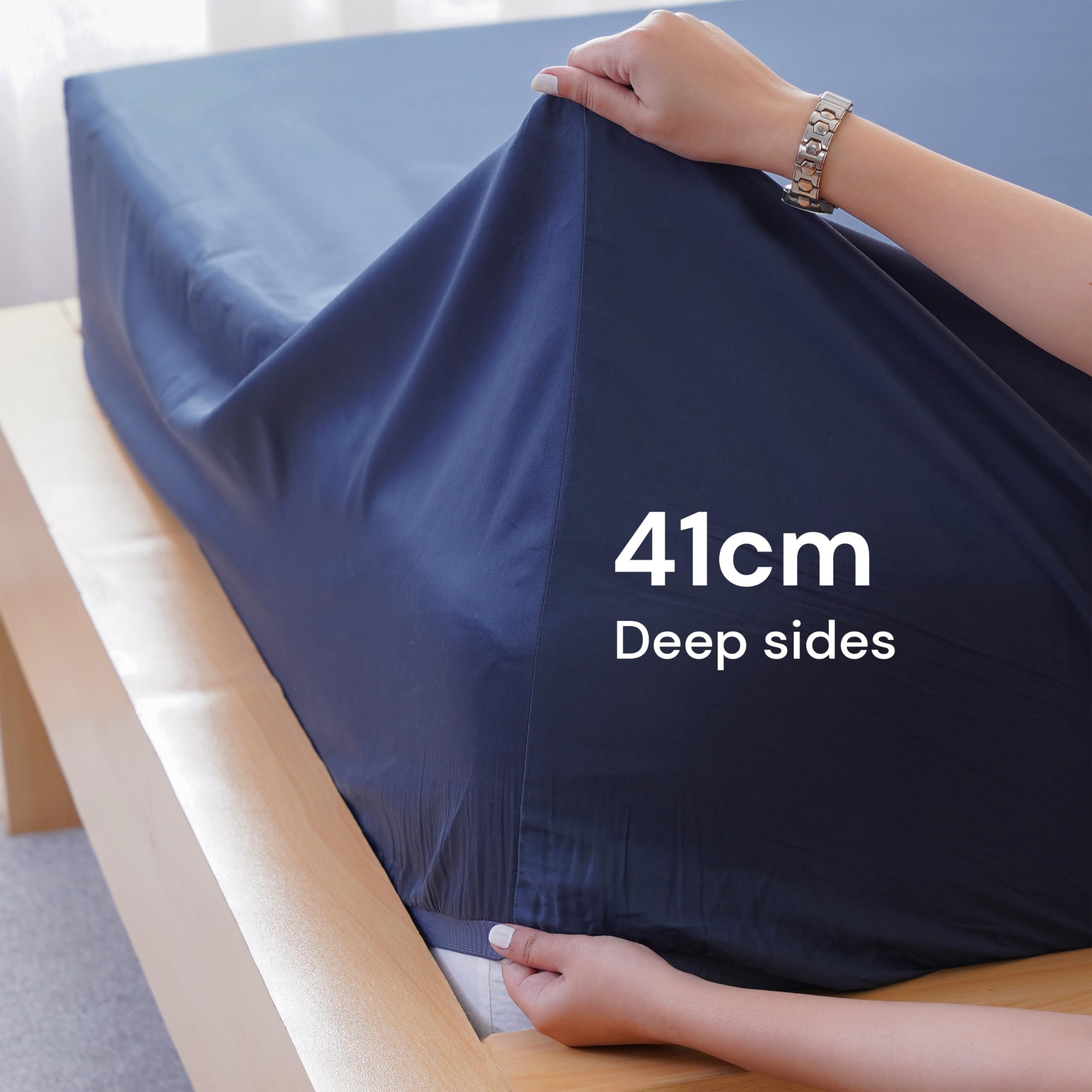 Sheet Story 100% Egyptian Cotton Double Fitted Sheet, 41cm deep, 400 Thread Count Fitted Bed Sheets Double - Image 2