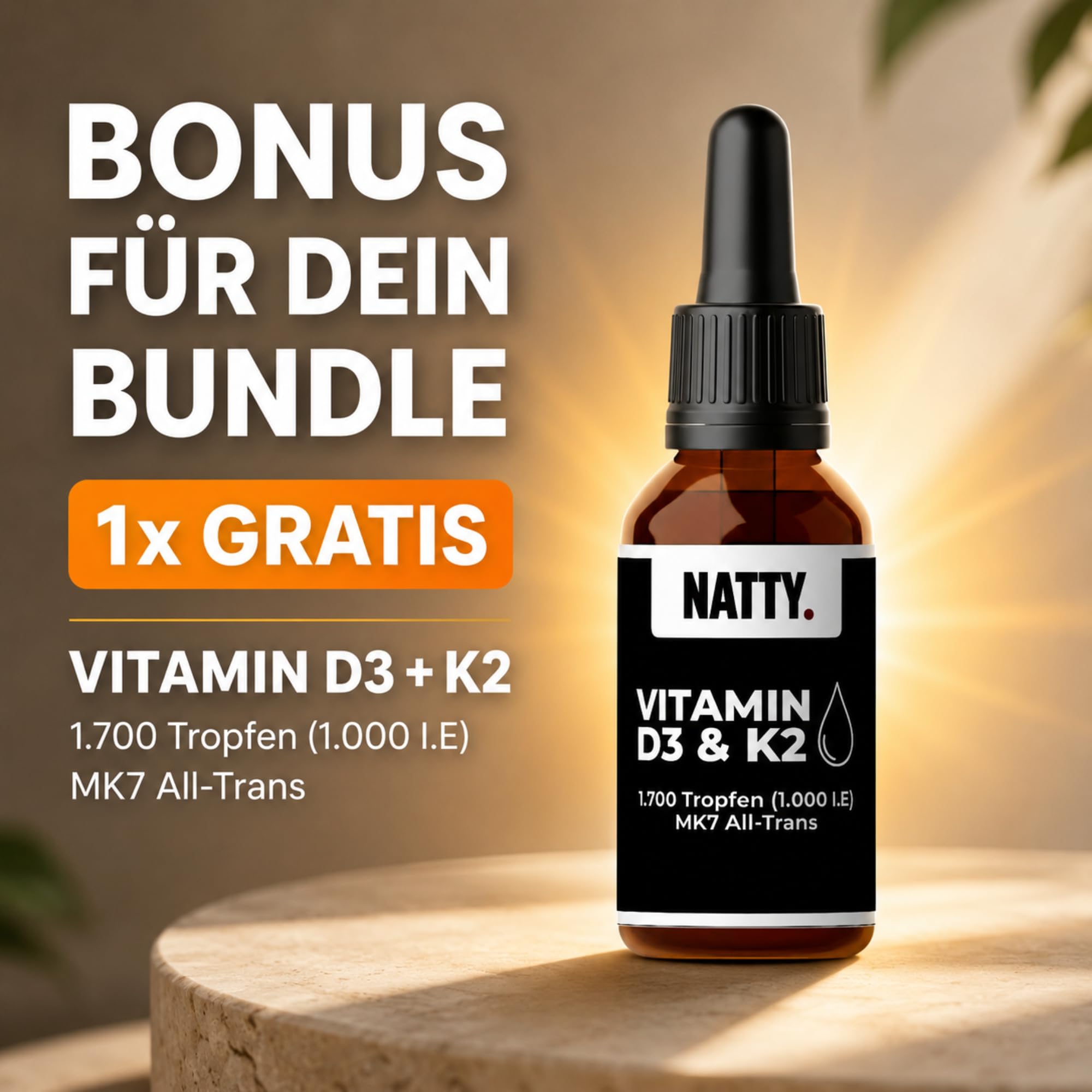 NATTY A-Z Daily Vitamin Bundle – Flüssige Vitamine ohne Kapseln – 3x Multivitamin Zitrone, 3x Magnesium Komplex Orange & Vitamin D3 K2 Tropfen – 100 Tage Vorrat