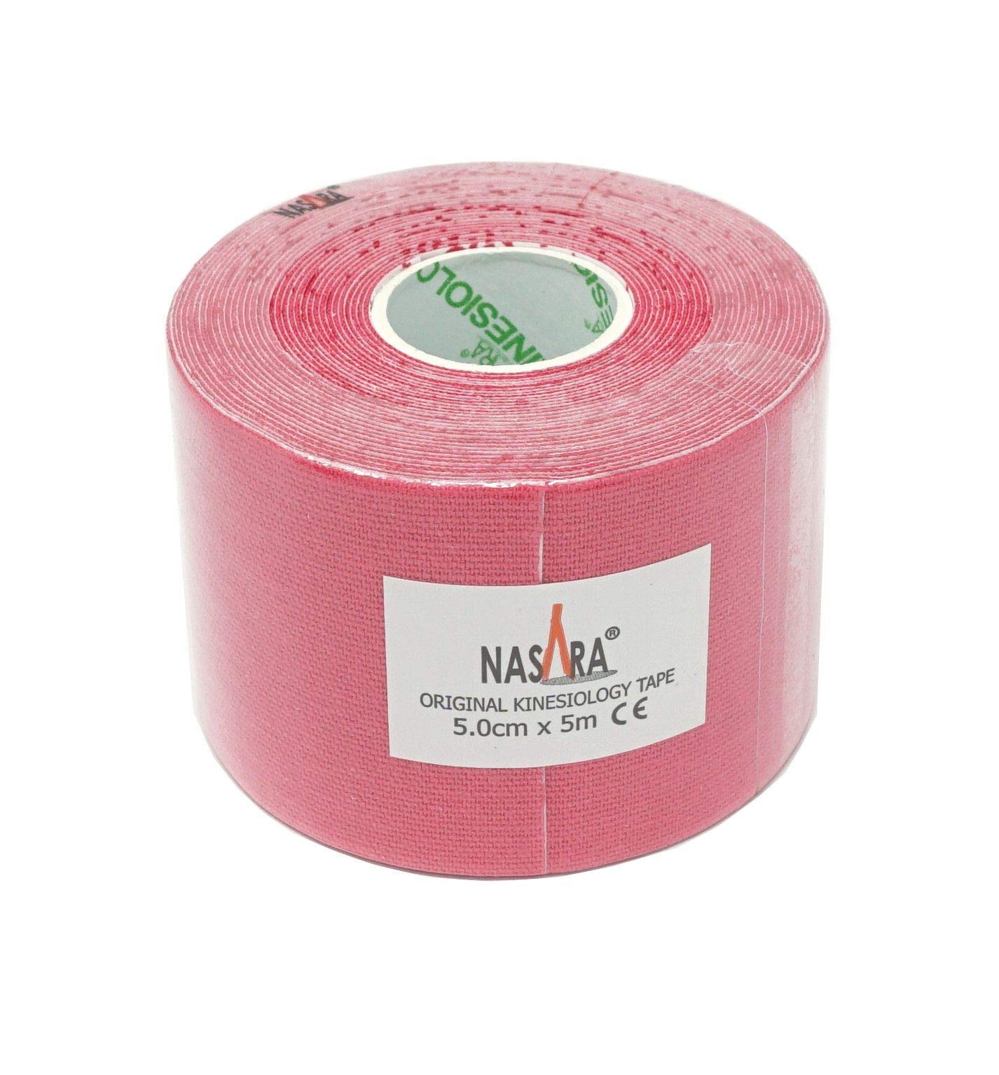 ATC Handels GmbH Nasara - Cinta de kinesiología (5 m x 5 cm, 6 unidades, incluye instrucciones con técnicas de pegado, resistente al agua y transpirable), color rosa