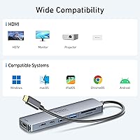 Vista 7 de Adaptador HUB USB C HDMI para MacBook Pro/Air, dongle USBC 7 en 1 con HDMI, lector de tarjetas SD/TF, puerto de datos USB C, 100W PD y 2 USB 3.0