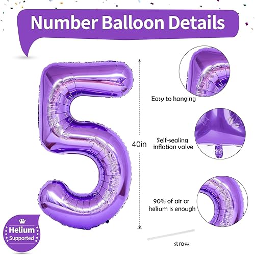 Vista 234 de Globos de 40 pulgadas, globo azul claro número 4, helio autoinflable de aluminio azul bebé para niños de 40 a 15 años, decoraciones de fiesta