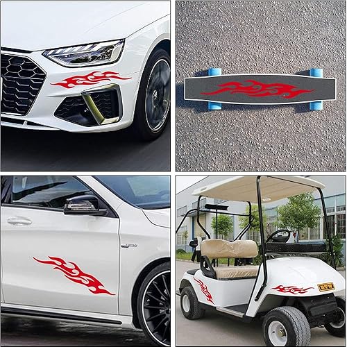 Miniatura 4 de 2 calcomanías reflectantes de 7.8 pulgadas para automóvil, carreras de llamas, deportes, a rayas, para carrito de golf, vinilo impermeable,