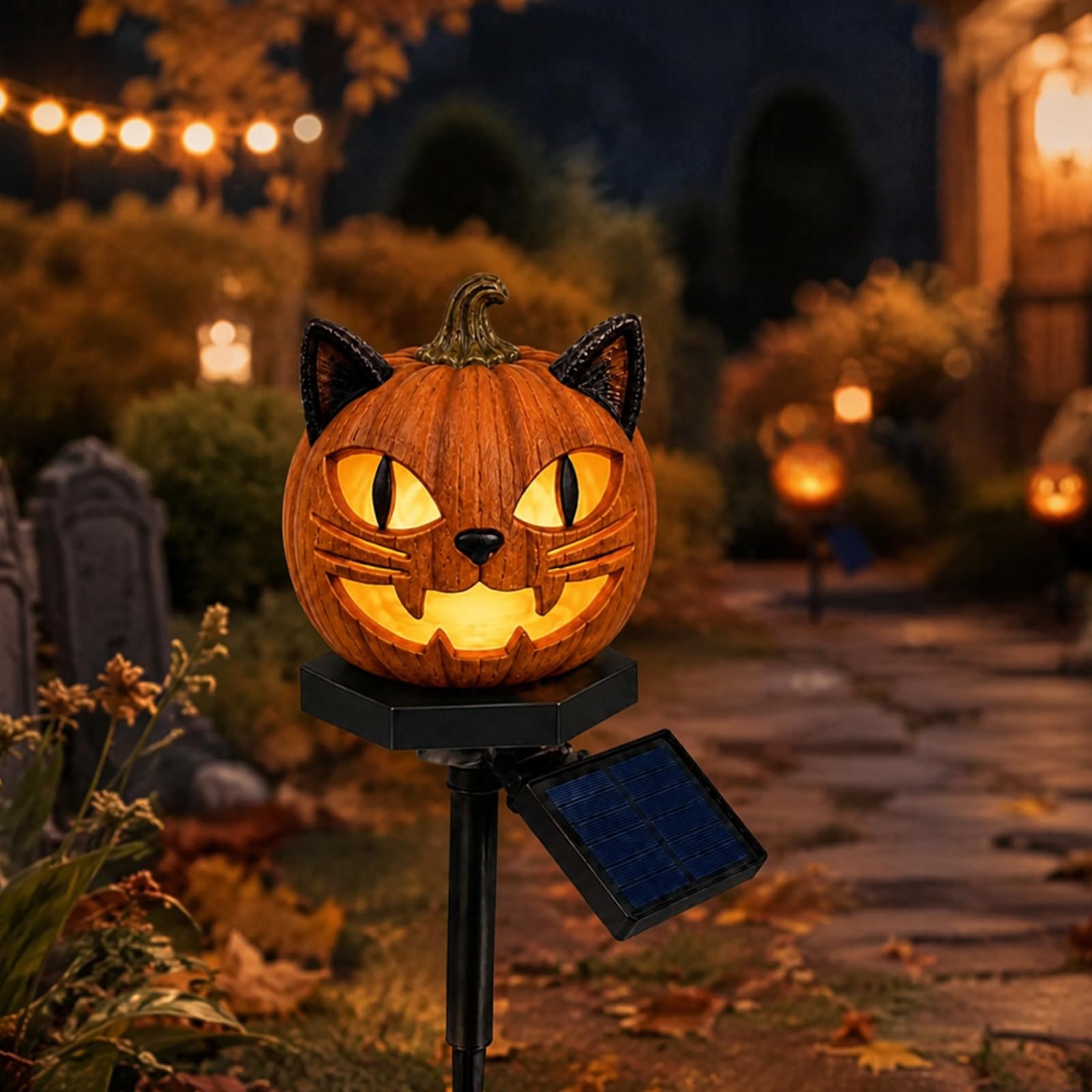 Pumpkin Lantern C Solar Halloween Pumpkin Garden Stake Light, Halloween Resin Pumpkin Decor