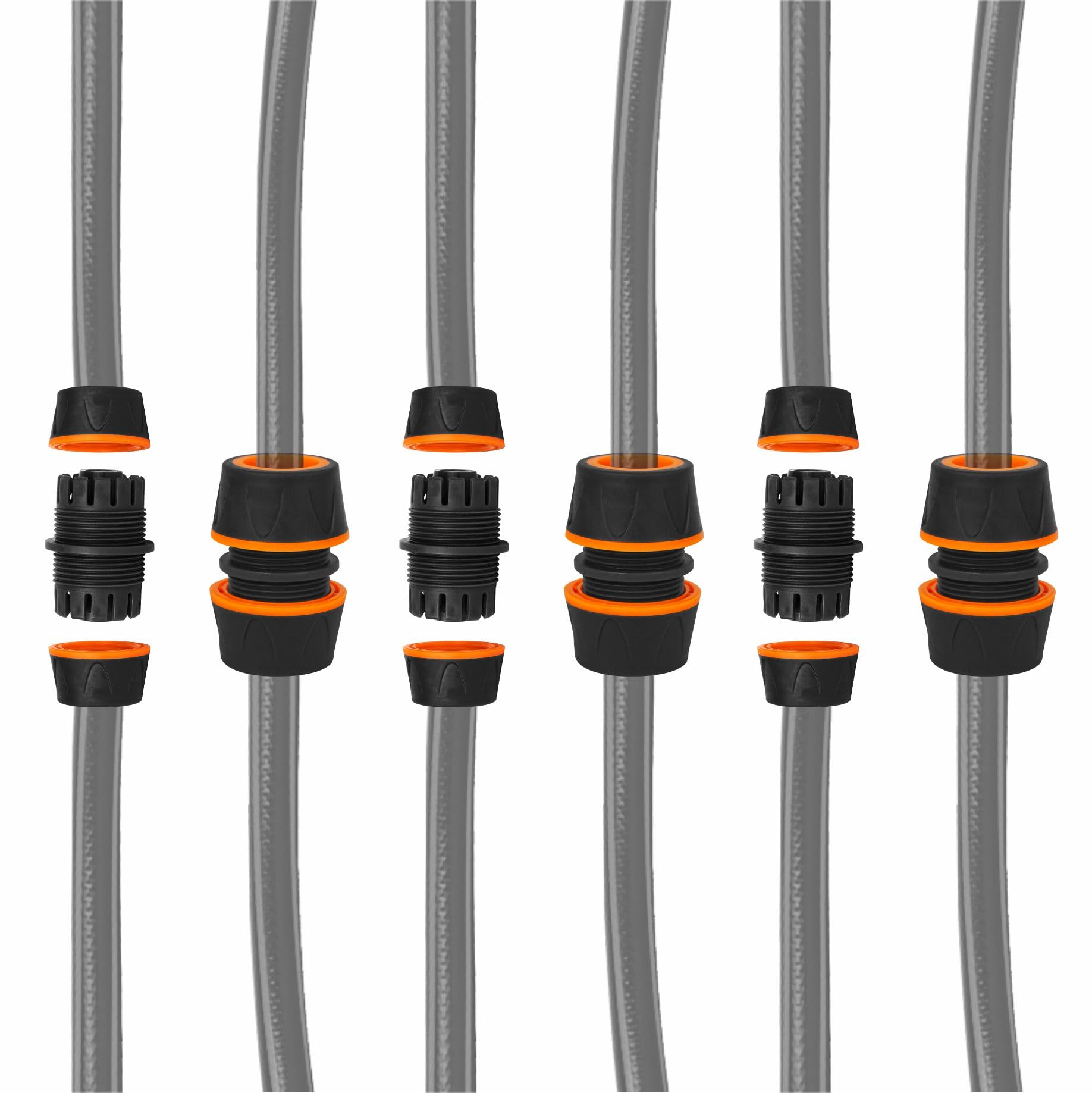 6pcs Hosepipe Repair Connector Extender for 1/2'' Garden Hose Pipe Quick Repair Connection, Hose Connector Set for Quickly Repair Damaged and Leaking Hoses - Image 3