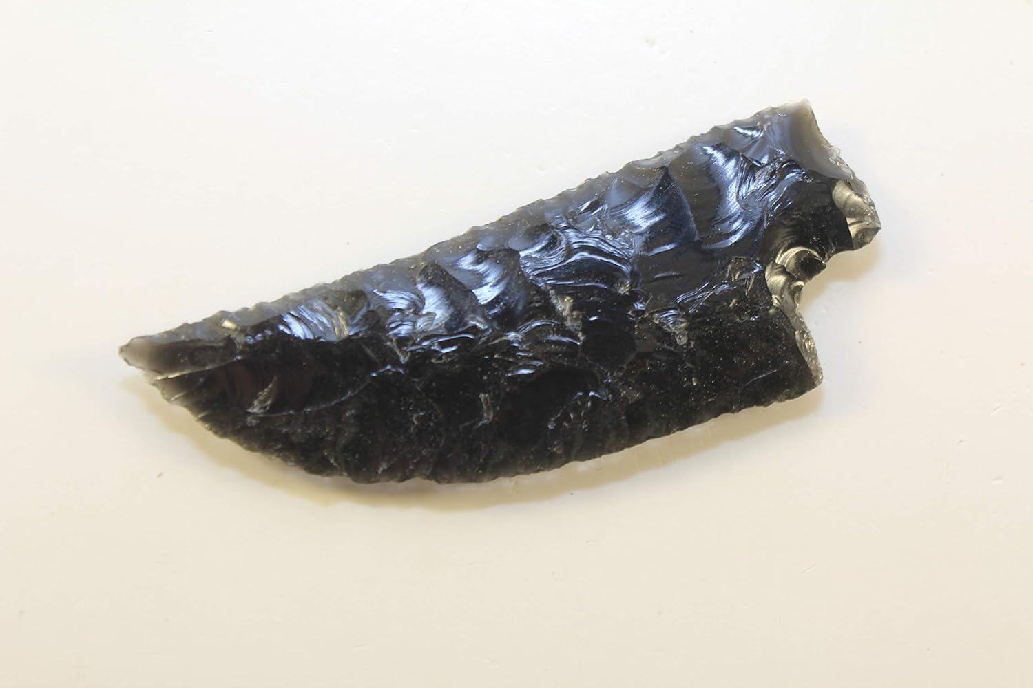 3" Long Neck Knife Blade Knapped From Dark Burns Green