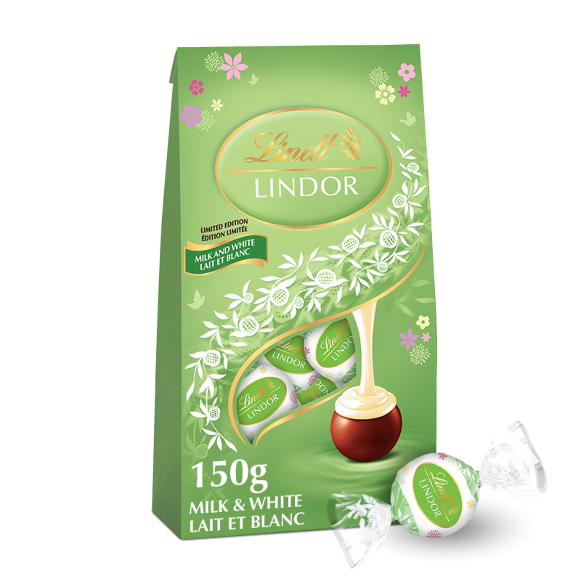 Lindt Lindor Spring Tulip Milk and White Chocolate Truffles Bag