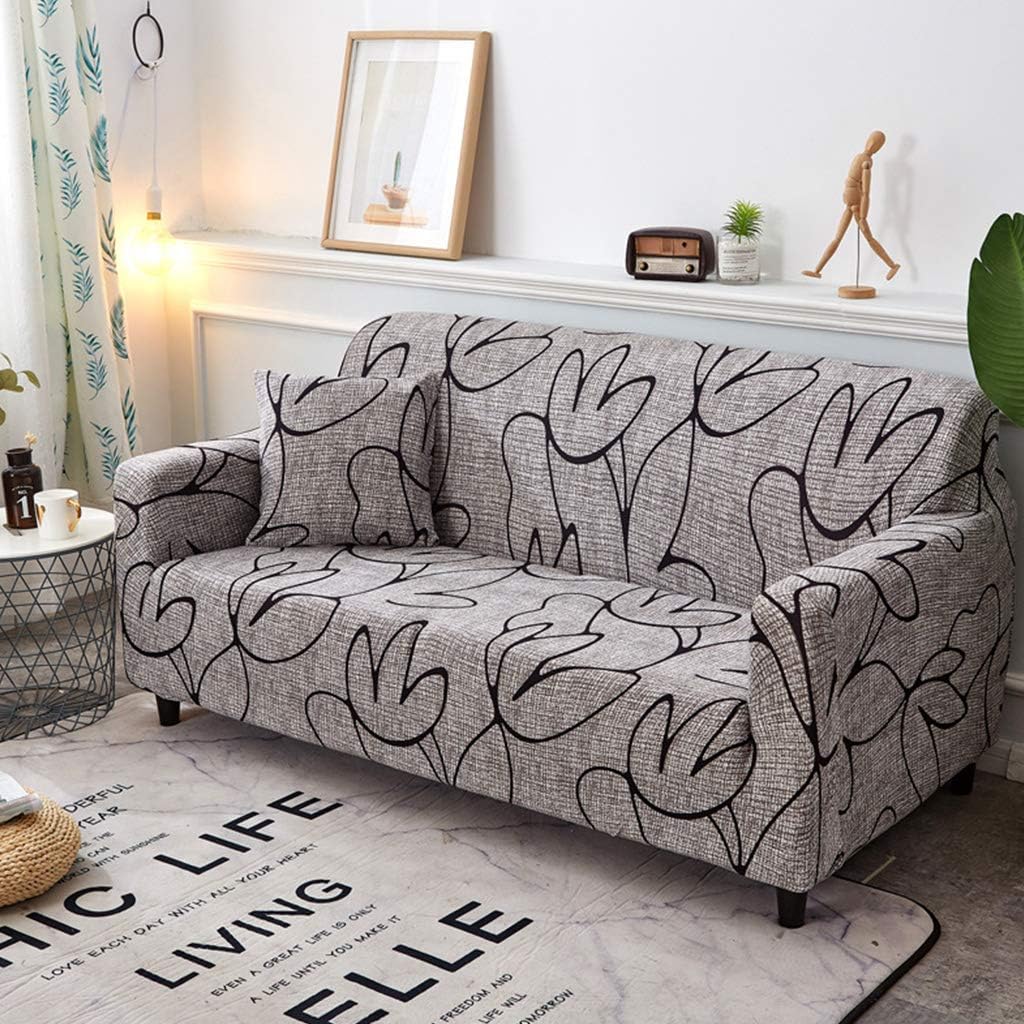 ZHOUXIAO Stretch Sofa Towel Cover, Soft Sofa slipcovers Pattern for 1/2/3/4 L Shape seat Cushion Couch,loveseat Couch Cover with Elastic Bottom, Non-Slip Washable Sofa Cover (XL(235-300CM),D)