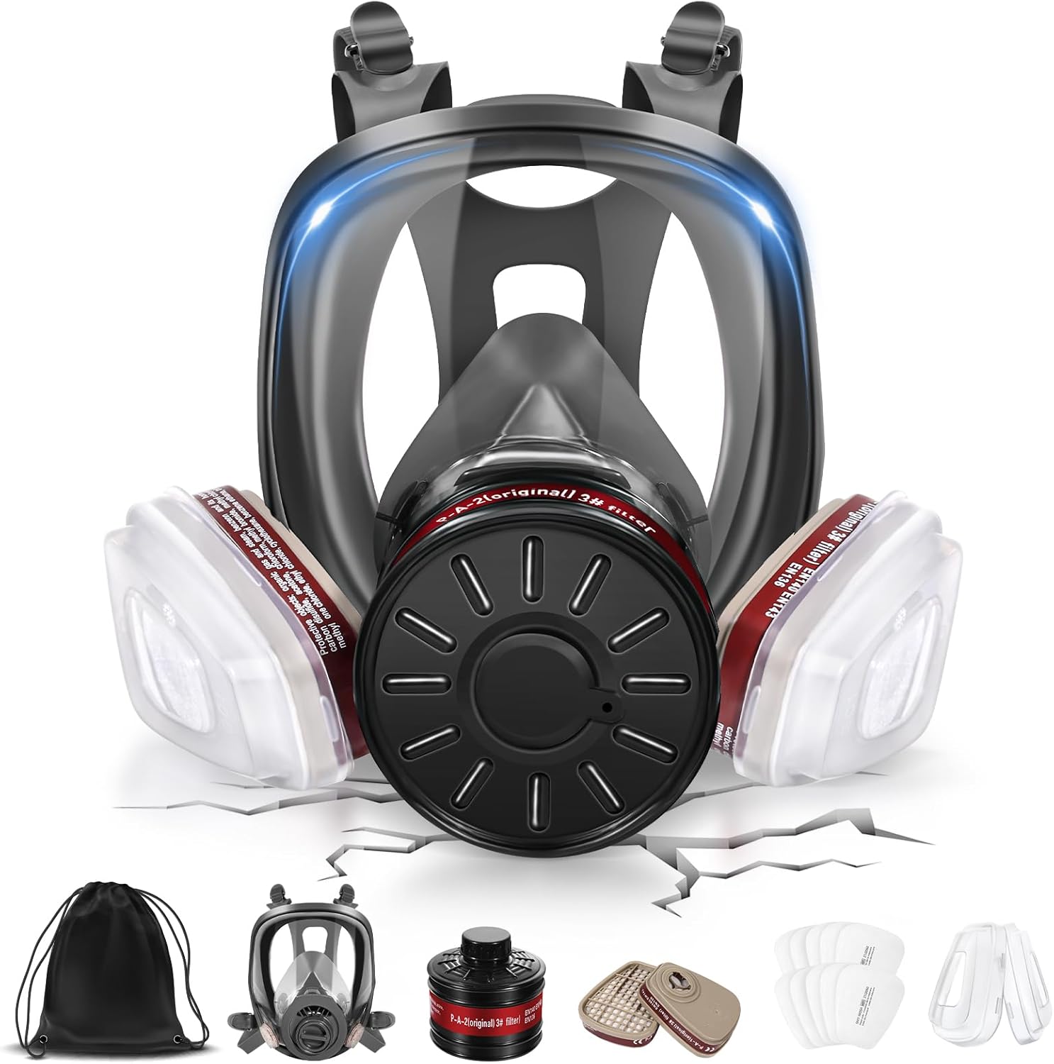 Gas Masks - Gas Masks Survival Nuclear and Chemical with 40mm Activated Carbon Filter&6001CN Filters for Chemical