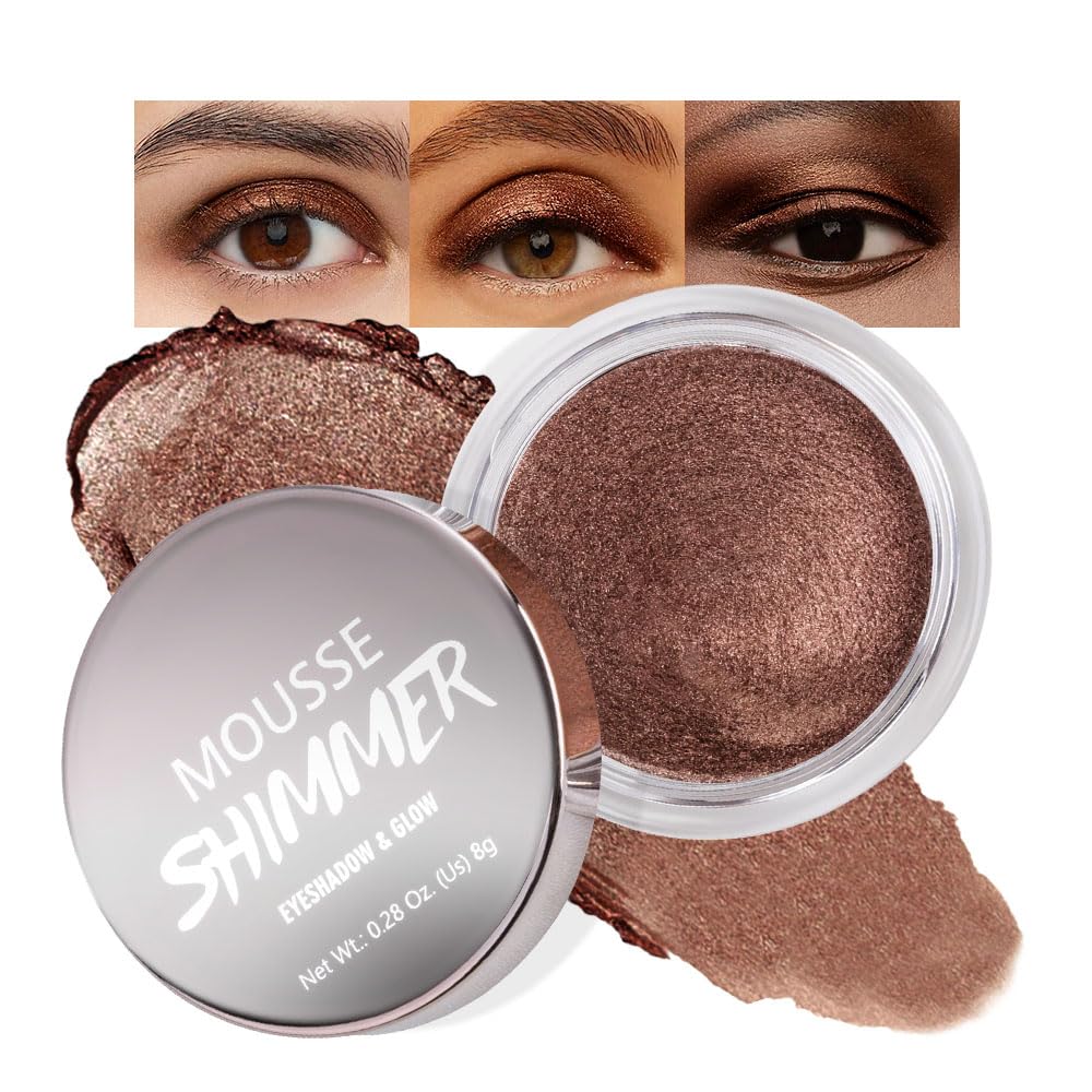 Dark Brown Mousse Single Eyeshadow Palette –Neutral Matte & Shimmer Eyeshadow,Mini Cream Glitter Eye shadow,Long Lasting Highly Pigmented Eye Makeup Compact Travel Siz Eye shadow for Older Women 07#