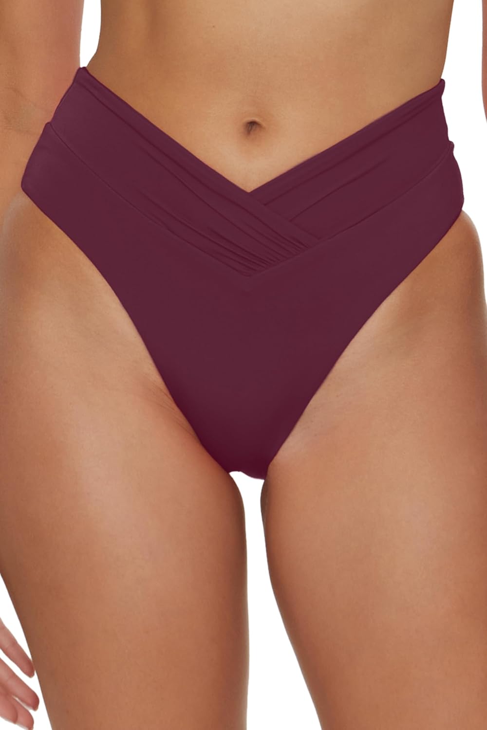 Becca Women's Standard Color Code High Waisted Shirred Bikini Bottom, Cheeky Coverage, Swimwear Separates