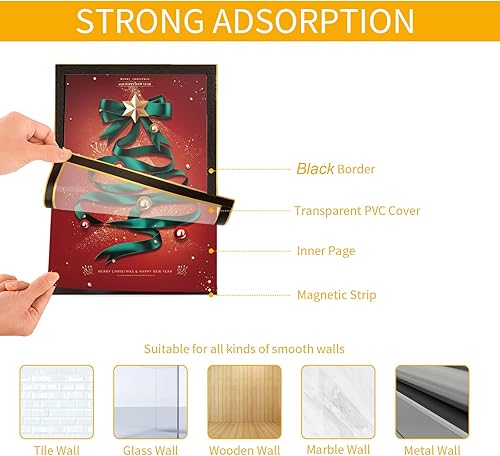 Miniatura 3 de Marco de fotos magnético autoadhesivo A4 para fotos de letras de 8 x 11.5 pulgadas, soporte de pared para documentos, ventana, soporte para niños,