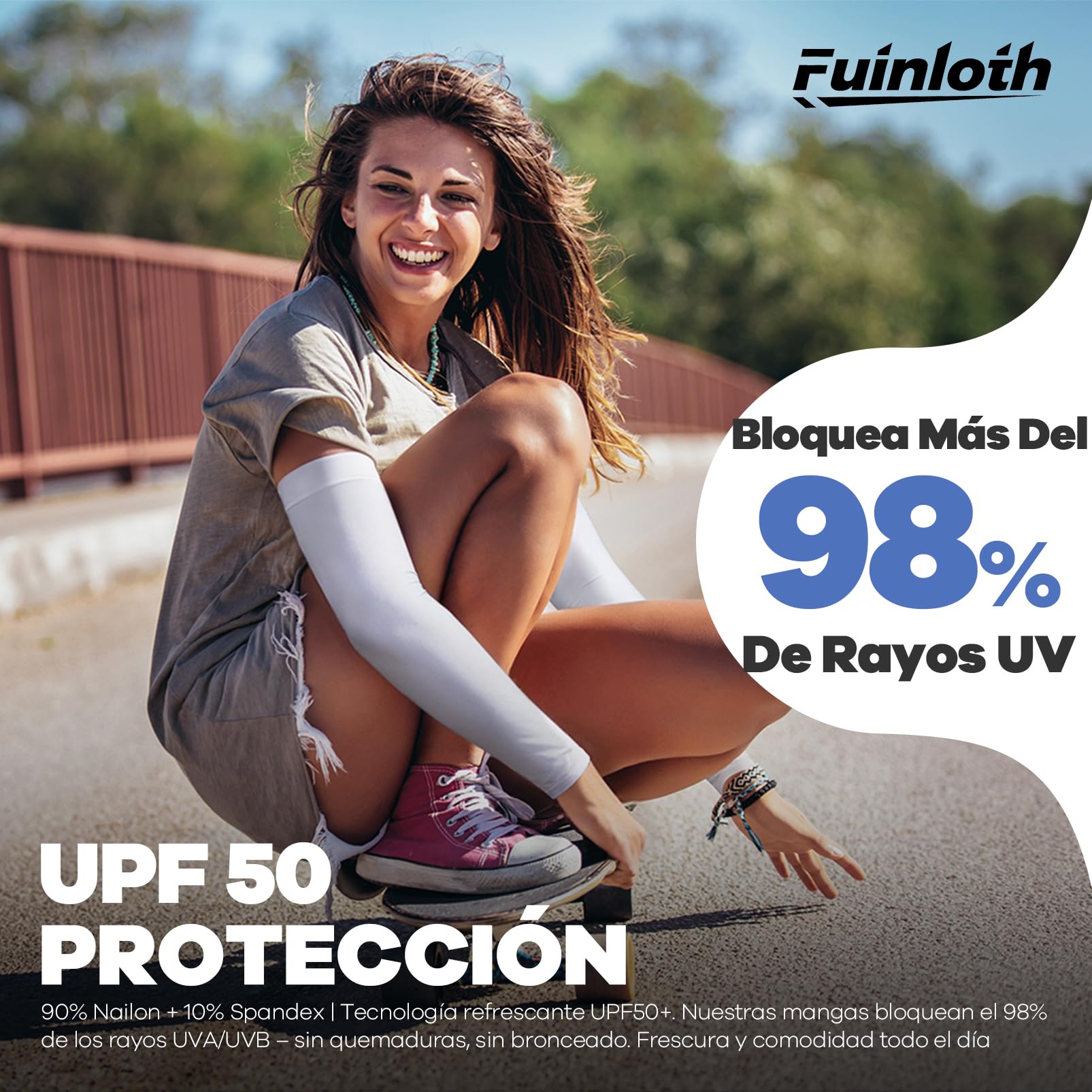 fuinloth Mangas de Brazo para Hombres y Mujeres, Deporte Compresión Protección Solar