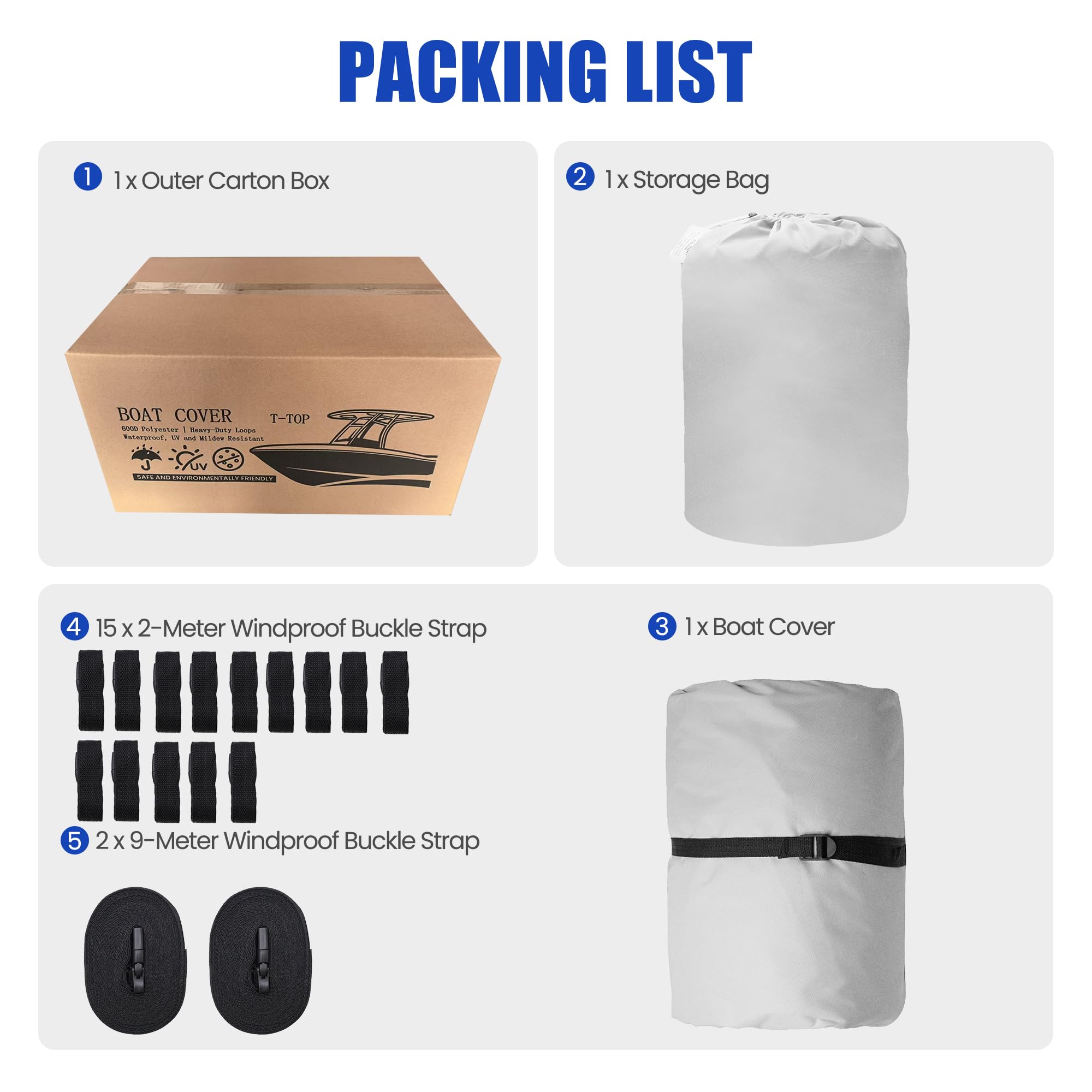 Bootsabdeckung für Mittelkonsole 24-26 Fuß, Trailerbare Bootsabdeckung für T-Top/Hardtop, strapazierfähige wasserdichte Bootsabdeckungen aus Oxford in Marinequalität, Reißverschluss auf beiden Seiten
