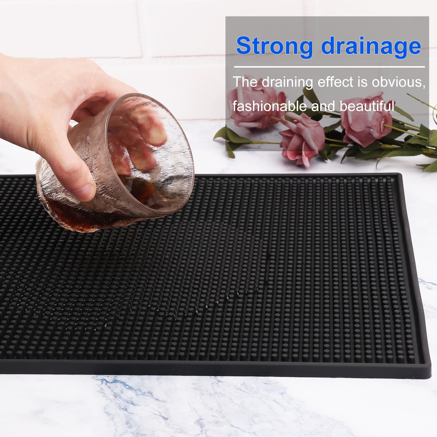 Confezione da 5 tappetini in gomma da bar, 45,7 x 30,5 cm, colore nero, per banconi, baristi, soluzione efficiente ed elegante per ogni esigenza di barista KUKLIPJIM