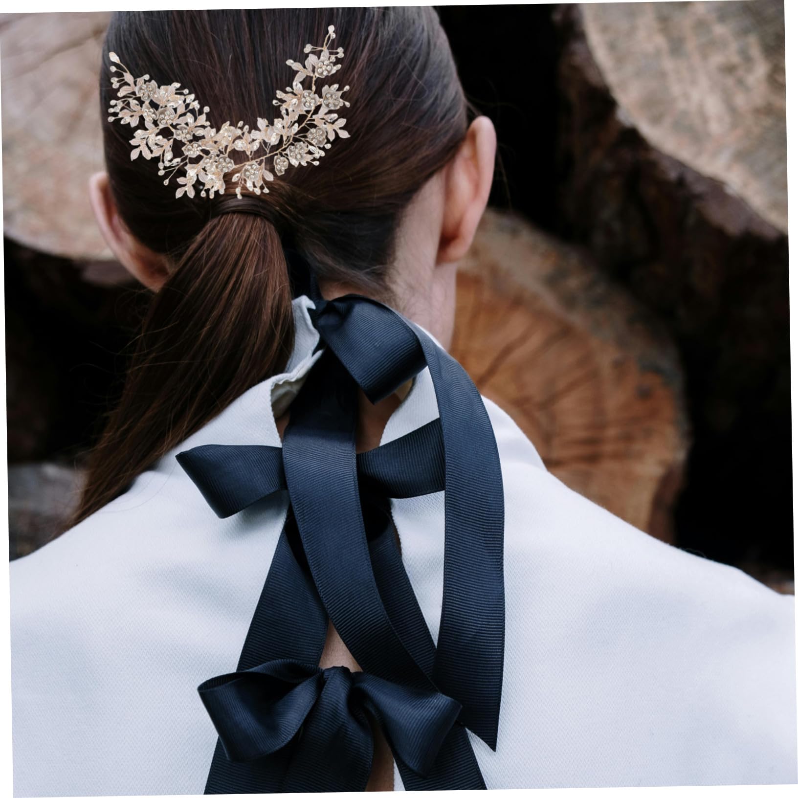 Healvian Fascia per Capelli da Sposa Fiori e Foglie Dorate Cerchietto da Sposa con Cristalli Accessori per Capelli per Damigelle Copricapo Floreale per Feste e Cerimonie