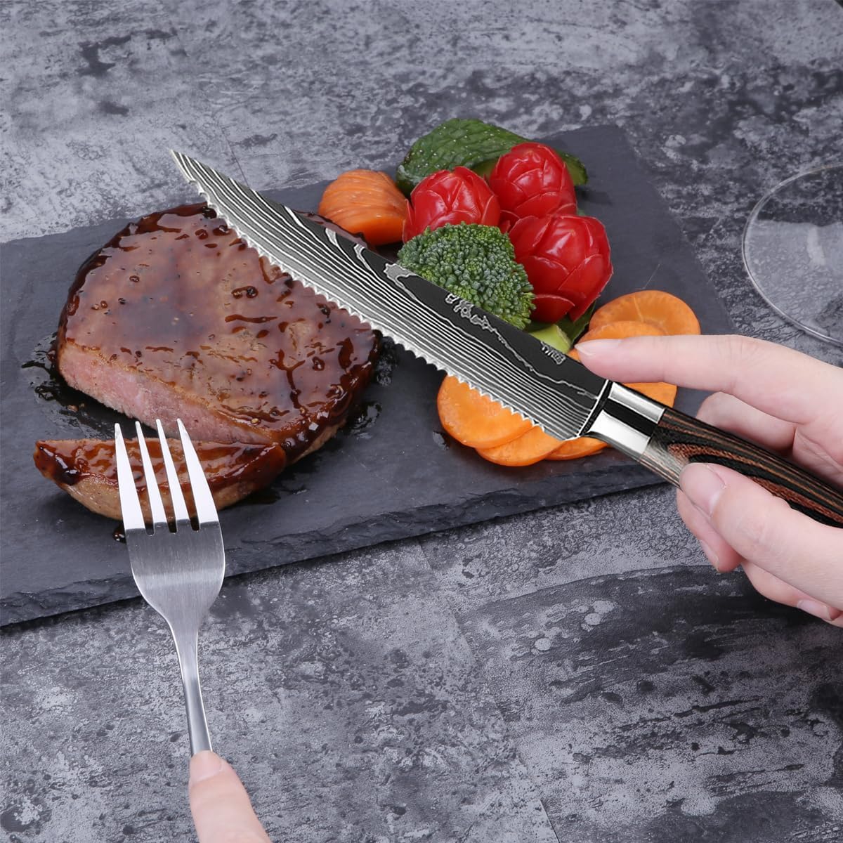 Stainless Steel Steak Knife with Wood Handle, High Quality Cutlery for Cooking and Chopping (Steak Knife,1pc), AS SHOW