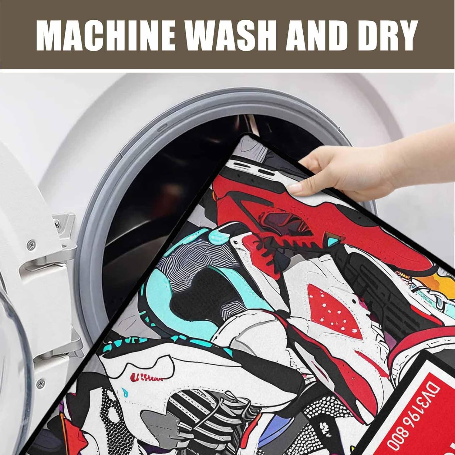 Custom Sneakers Collection Area Rugs with Text for Bedroom Living Room Personalized Street Cool Floor Mats Carpet for Home Decor Custom Non-Slip Carpet Indoor Mat Made in USA