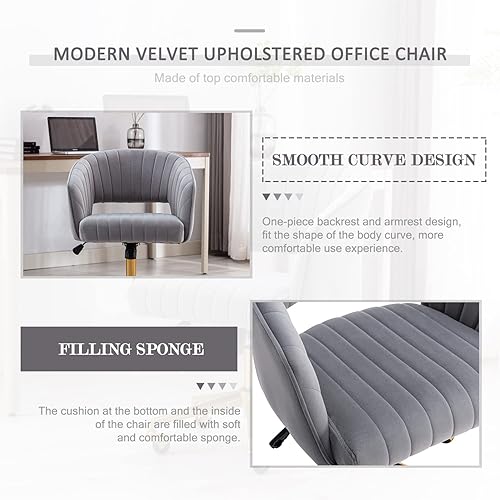 Miniatura 9 de Eifizek Silla de escritorio de oficina de terciopelo, moderna silla de escritorio ajustable para el hogar con ruedas, silla giratoria para