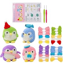 Knitting Kit Beginner Crochet Crochet Whale Penguin Doll Plush Knitting Art Kit for Beginners, Kids, Adults, Knitting Lovers Knitting Animals