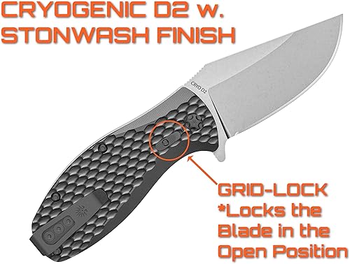 Miniatura 3 de Cuchillos fuera de la red - Badger EDC con hoja de acero Cryo D2, cuchillo de bolsillo compacto con rodamiento de bolas, balanzas Grippy G10,