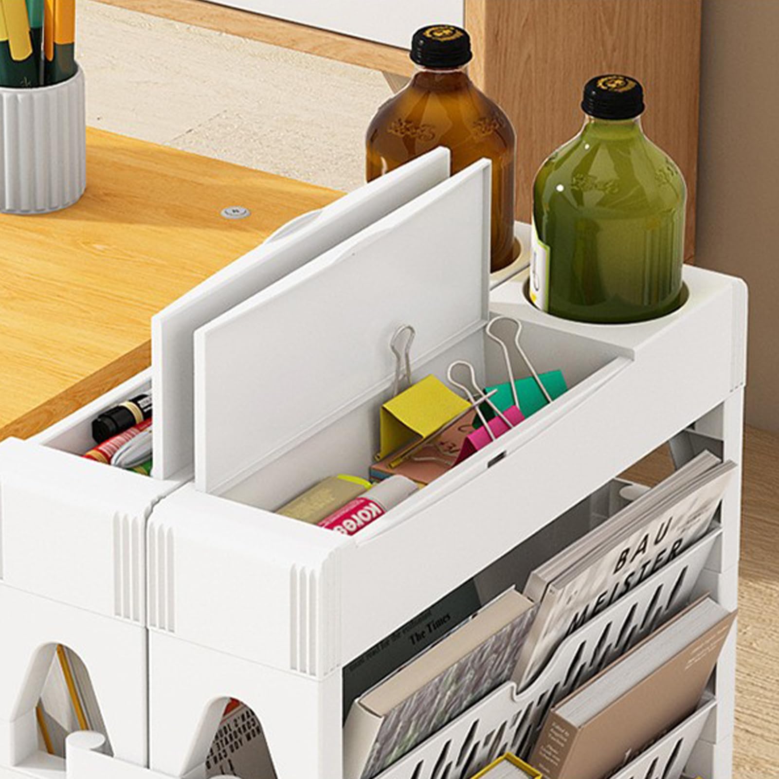 Blanketswarm Rollbarer Bücherwagen mit 5 Etagen, Mobiles Bücherregal, Bewegliches Bücherregal, Rollendes Bücherregal, Organizer, Bücherwagen, Schmaler Rollender Aufbewahrungswagen für Büro,(Grün)