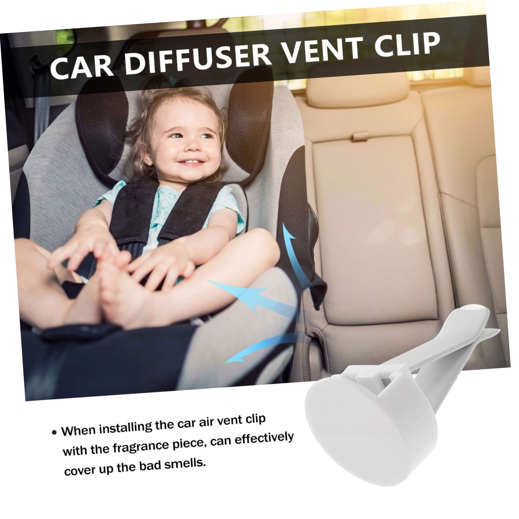 Ciieeo Ganci per Auto in Metallo e Plastico, Clip per Bocchette di Ventilazione Auto Bianco, Facile Installazione e Lavorazione Affidabile per Decorare e Profumare L'auto