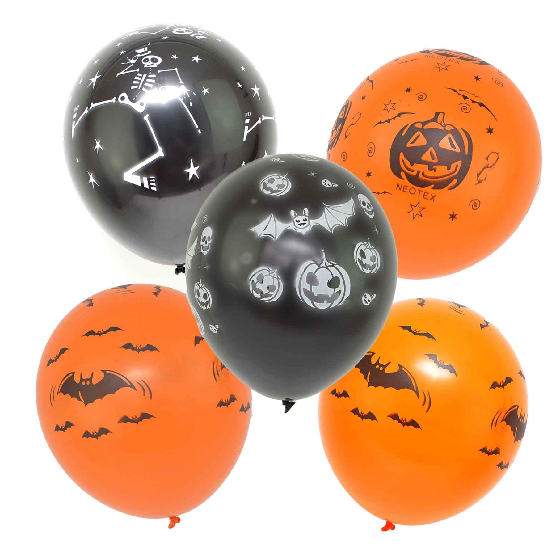 Shatchi Black & Orange 24Pcs Halloween Printed Latex Balloons Decorations Party Supplies Pumpkins Spiders Web Skeleton Trick Treat Scary Spooky Fancy Dress Fun 12",