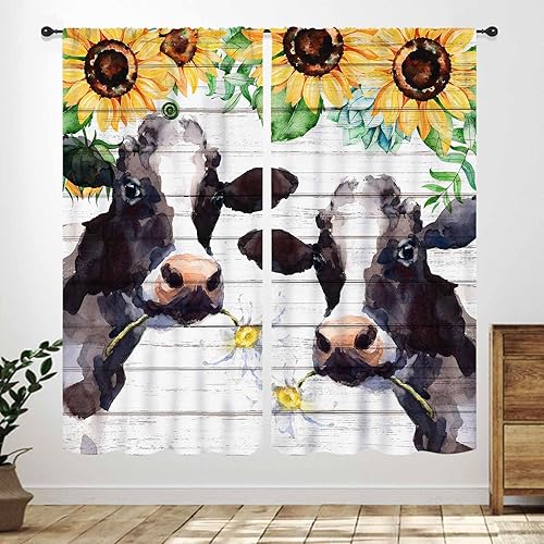 Miniatura 21 de Cortinas de cocina de granja, animales de granja rústica, gallo, pollo, leche, vaca, cerdo, molino de viento, granero rojo, retro, casa rural,