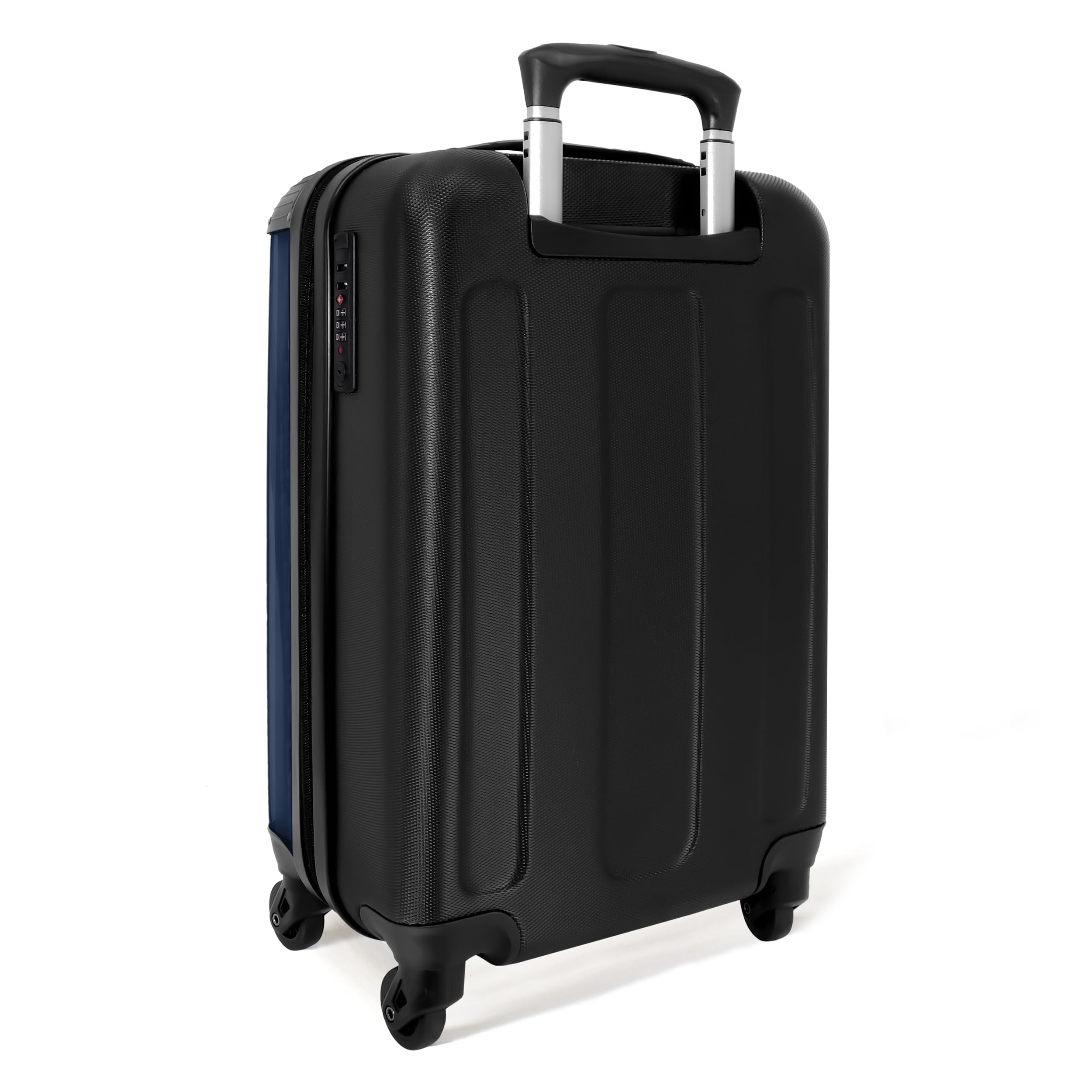 NoBoringSuitcases.com Valise Cabine Personnalisable, Bagage Pas Cher, Petit Modèle de Voyage 55x35x25cm (Football - Uniforme Domicile France 2022 - Bleu Foncé)