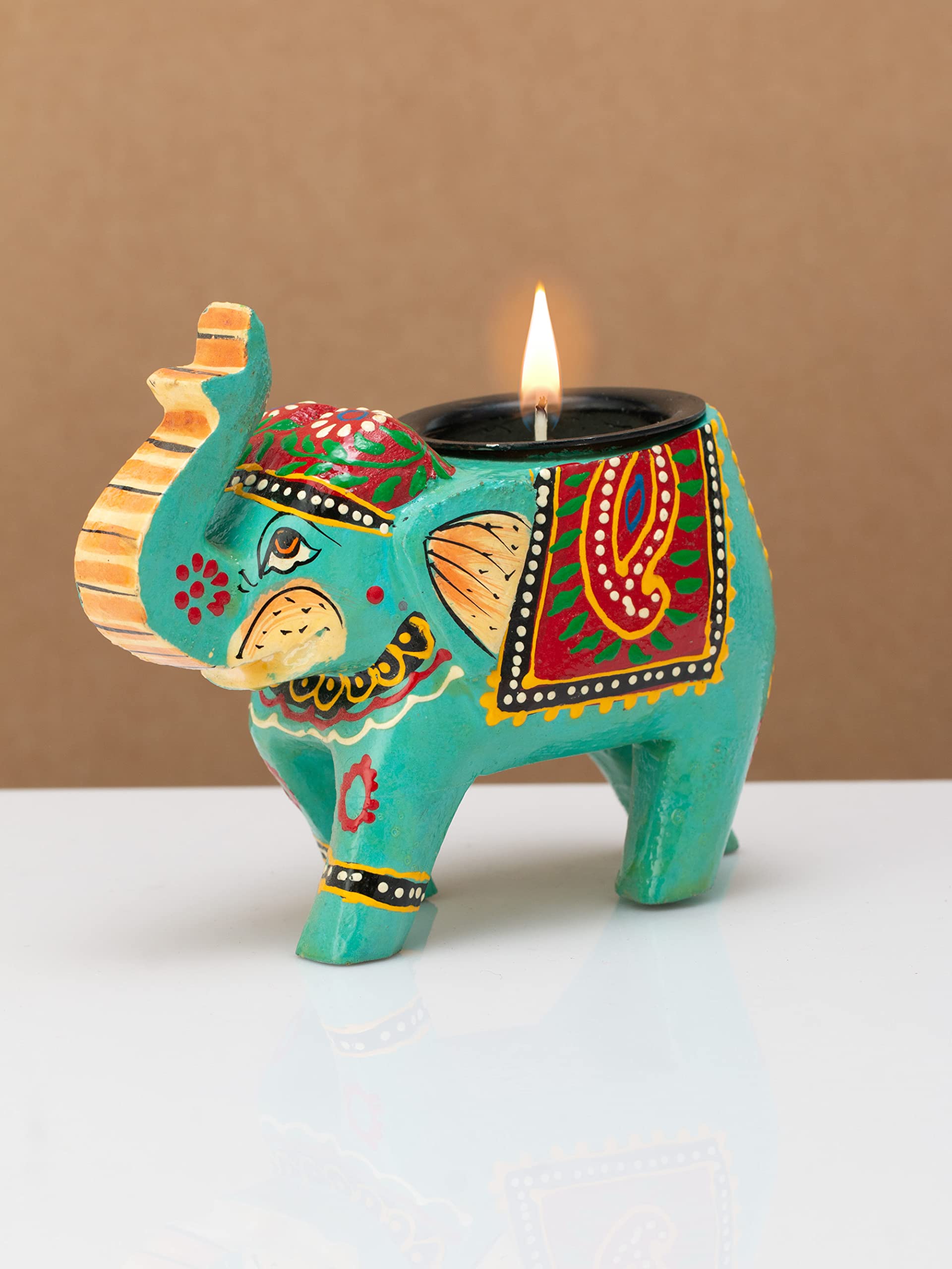 JH Gallery Home Decor Handcrafted and Hand-Painted Colorful Wooden Elephant Tea Light Holder (4 Inches, Green, Pack of 1) (B08T1N3ML7) Amazon Price History, Amazon Price Tracker